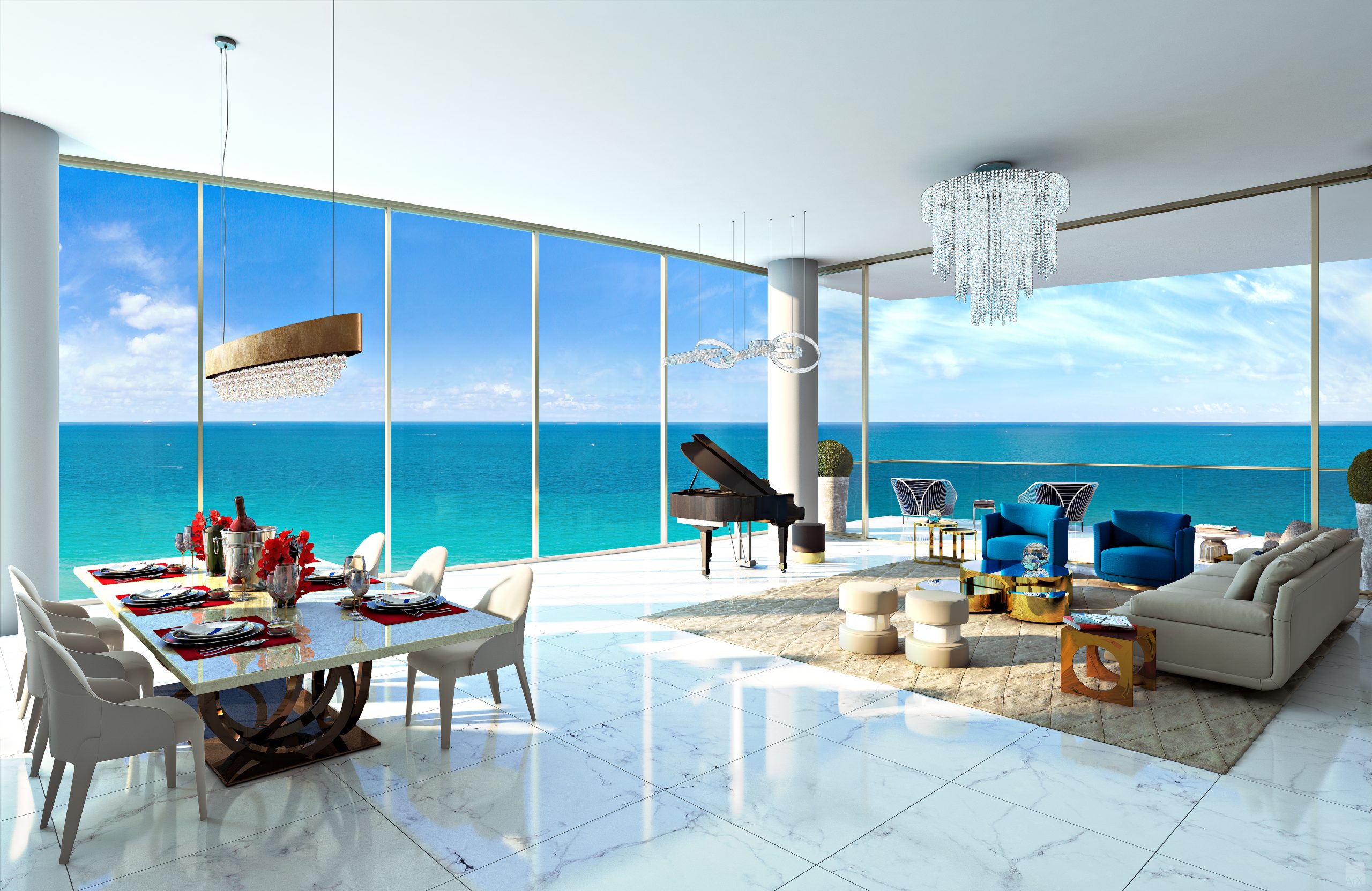 Toscana Living Room with Ocean View